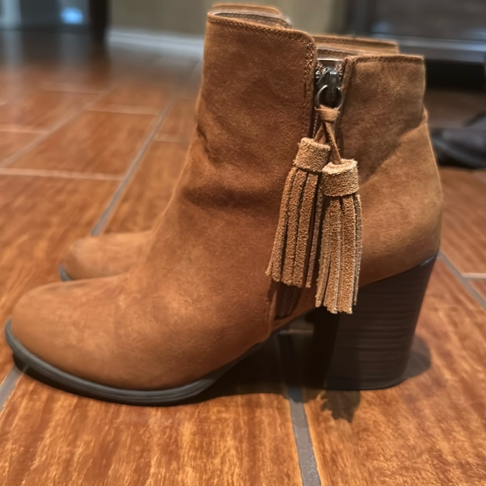 Brown suede booties